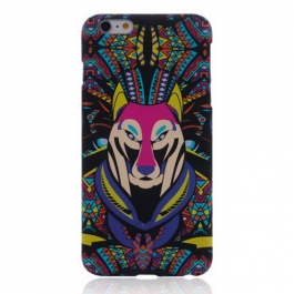 coque iPhone 6 / 6S phosphorescente et multicolore motif animal - loup humain