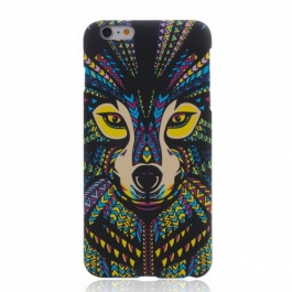 coque iPhone 6 / 6S phosphorescente et multicolore motif animal - loup humain