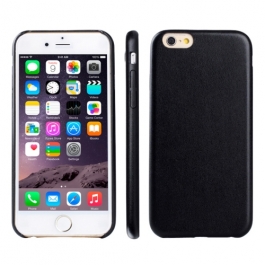 coque iPhone 6 / 6S silicone motif cuir - noir