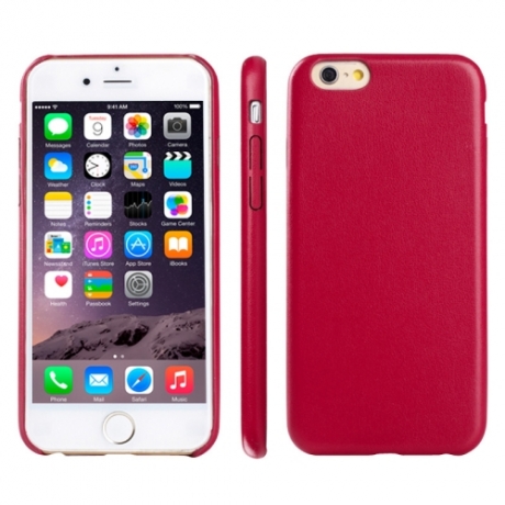 coque iPhone 6 / 6S silicone motif cuir - magenta