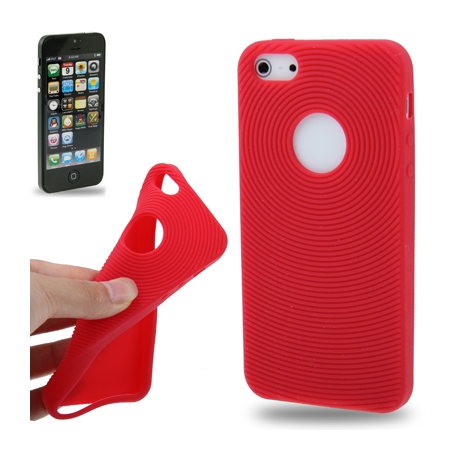 coque iPhone 5 / 5S / SE silicone logo Apple - rouge - Mobile-Store
